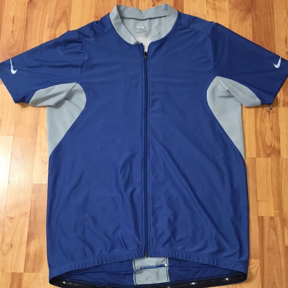 Nike Full Zipper Road Rage retro Blue Gray Bike Cycling Jersey XL vintage model